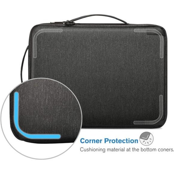 Men's Laptop Shoulder Bag Padded Computer Tablet Carrying Case - Black - Picture 4 of 7